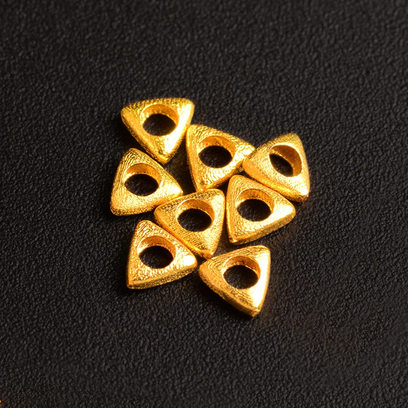 18k黄金三角碎金子盘缠手链散珠古法金手串隔片隔珠配件diy转运珠