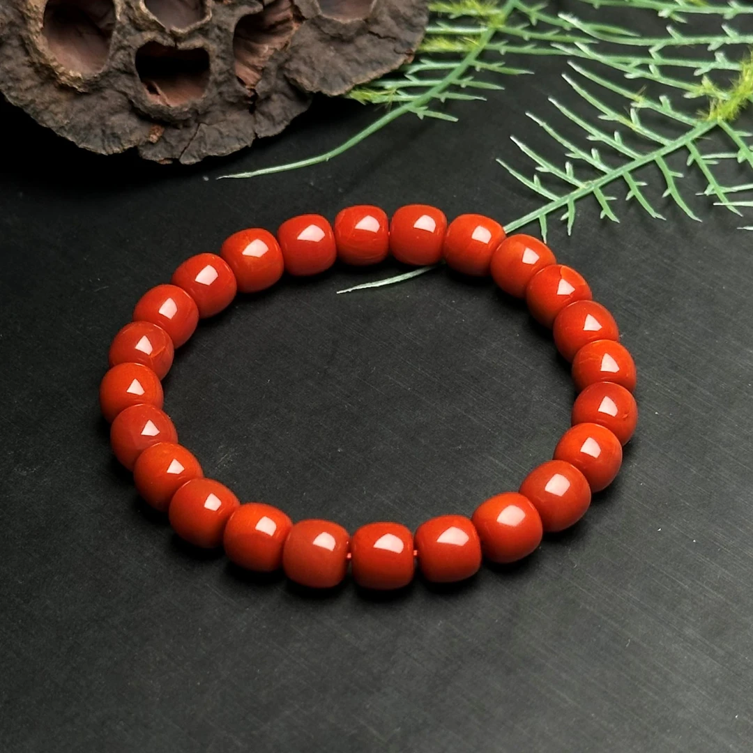 【送福珠宝】保山南红五岔路老矿料云端老型单圈8mm@t06812@T05397