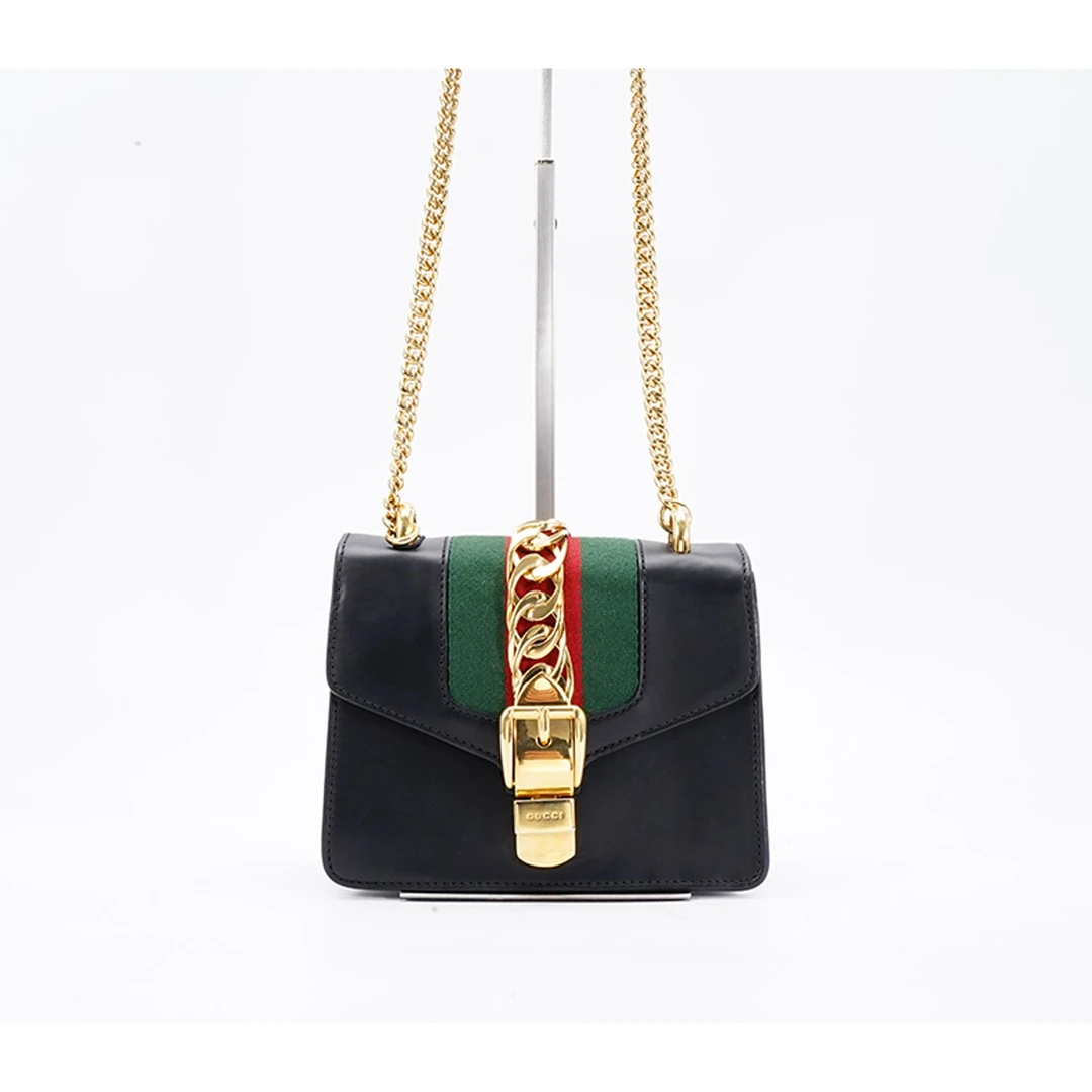 99新 GUCCI/古驰 塞尔维亚 小号/黑色 单肩斜挎包（F店）