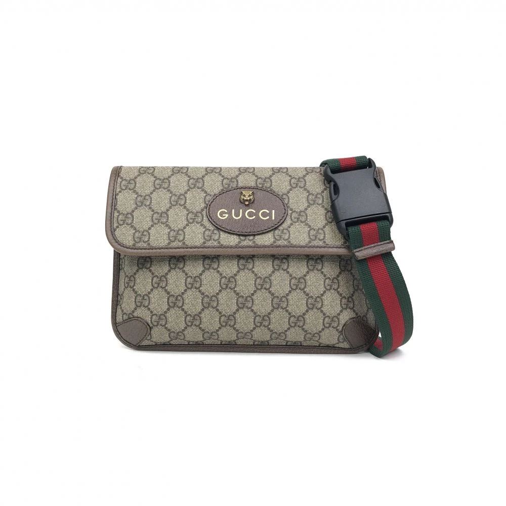 99新 GUCCI/古驰 男女通用帆布 虎头腰包/单肩斜跨包（F店）