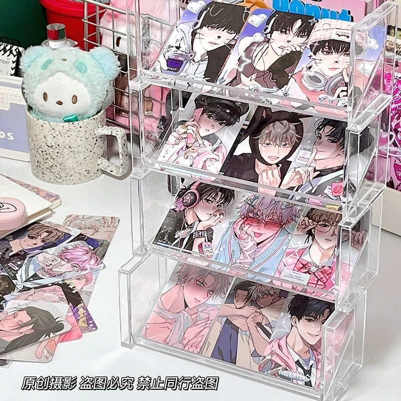 透明吧唧亚克力多层可叠加化妆品置物架桌面ins阶梯式展示陈列架