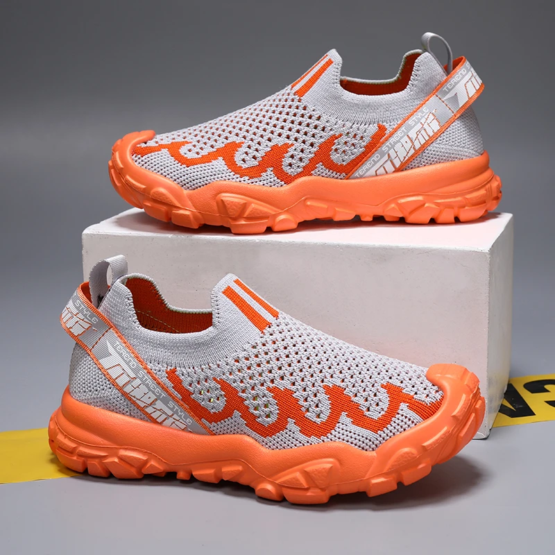 童鞋儿童运动鞋男童防滑透气网面一脚蹬男孩休闲飞织双网软底鞋