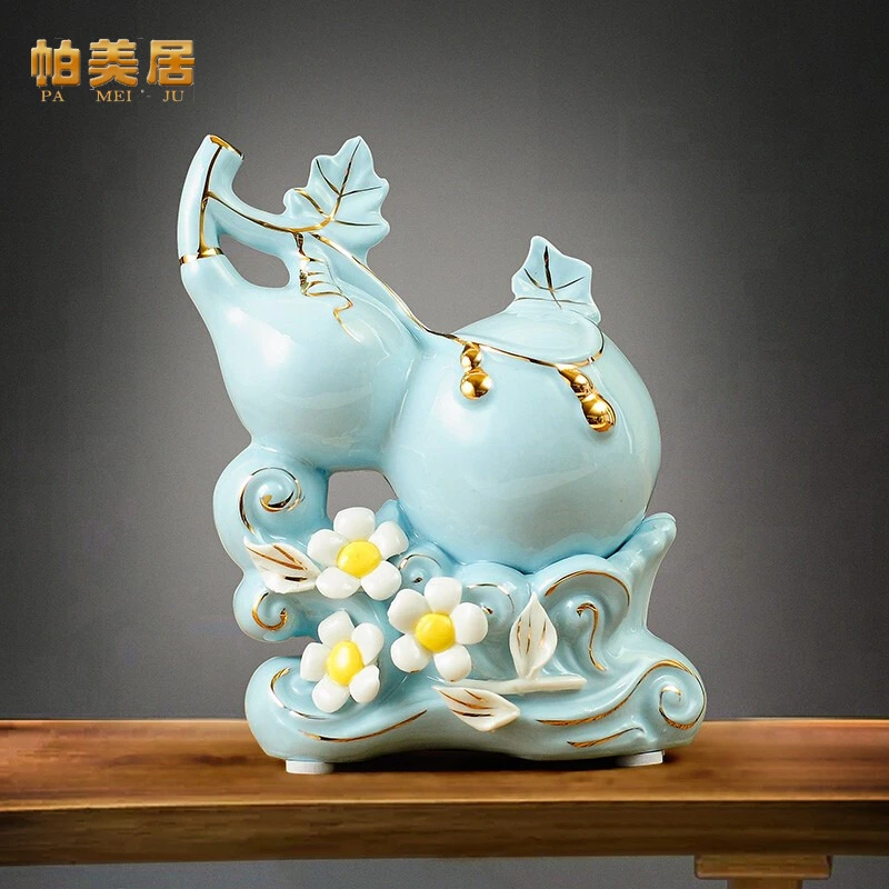 葫芦陶瓷摆件家居装饰品工艺品客厅电视柜桌面书房公司办公室摆放