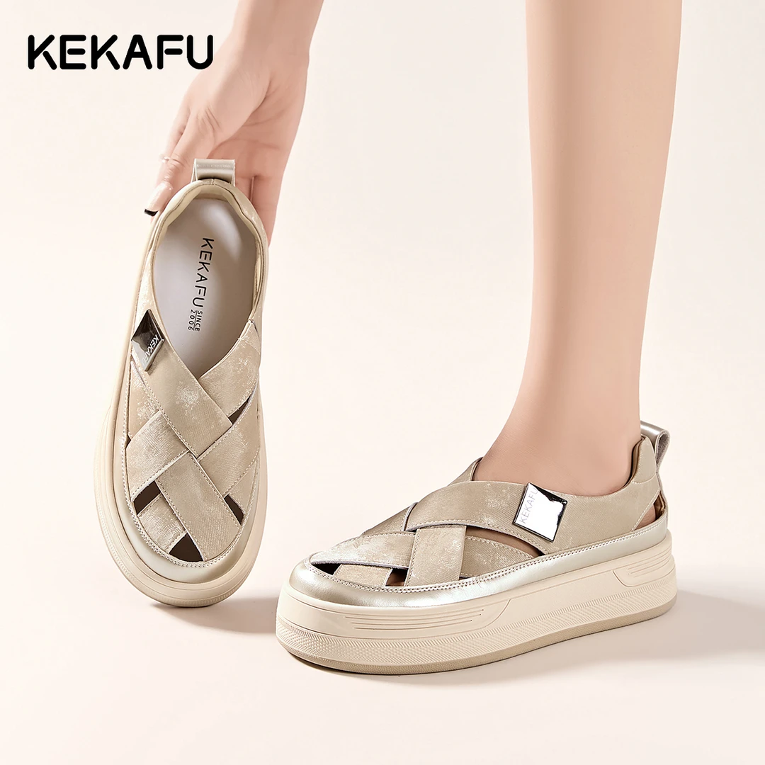 珂卡芙罗马凉鞋女包头厚底编织时尚轻便休闲百搭2024夏季新款Z