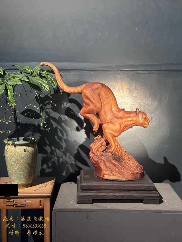 根雕艺术纯手工镂空雕刻香樟木人物摆件客厅茶室酒店民宿装饰