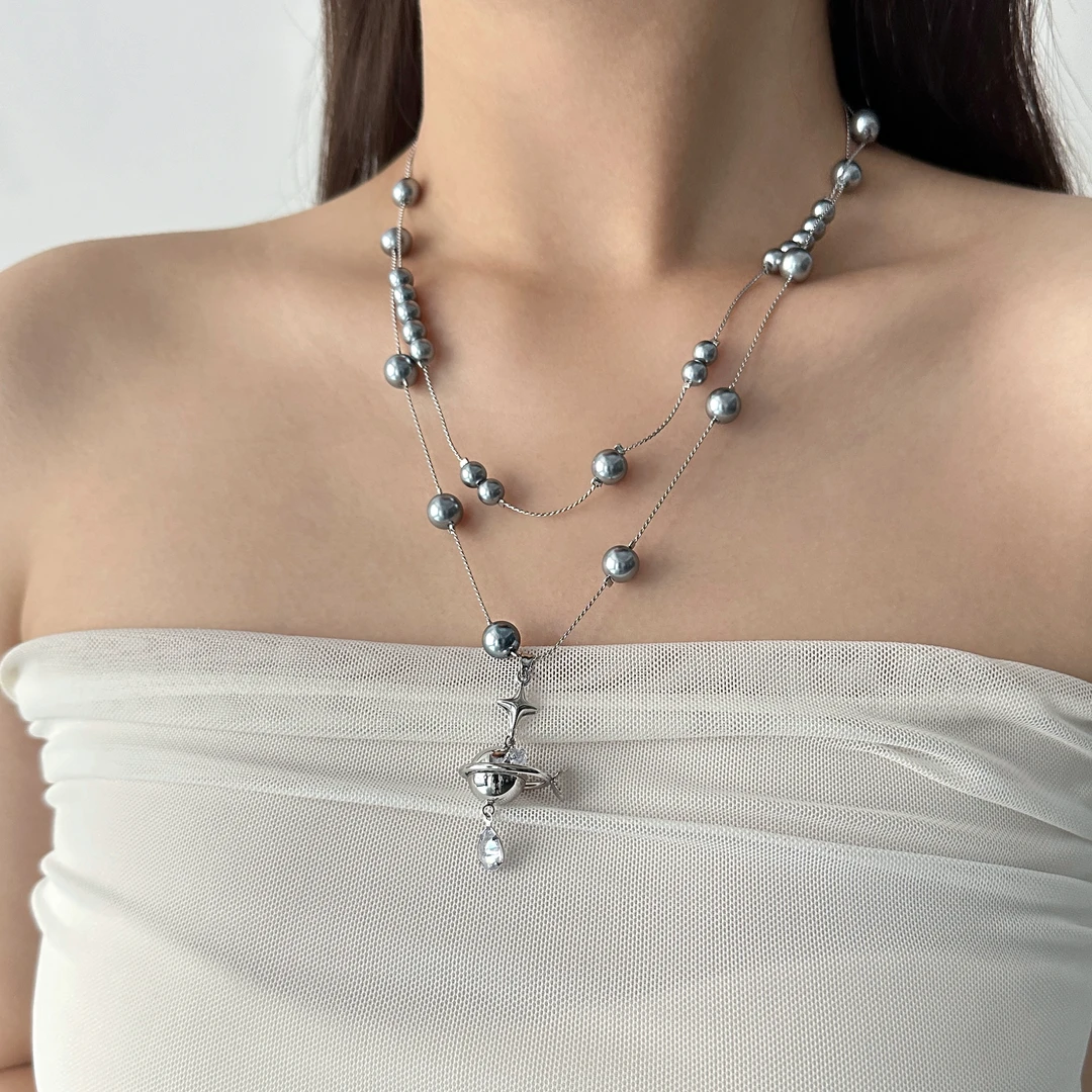 合金树脂项链 X4478-1时尚气质轻奢设计感百搭个性精致高级感项链