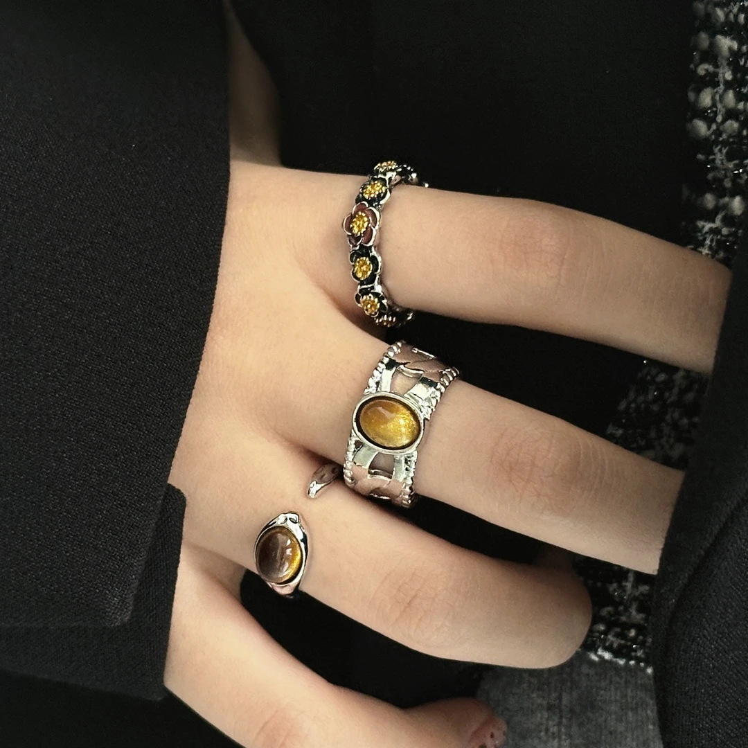 合金戒指 J0295-1时尚潮流精致百搭个性高级感轻奢开口戒指设计感