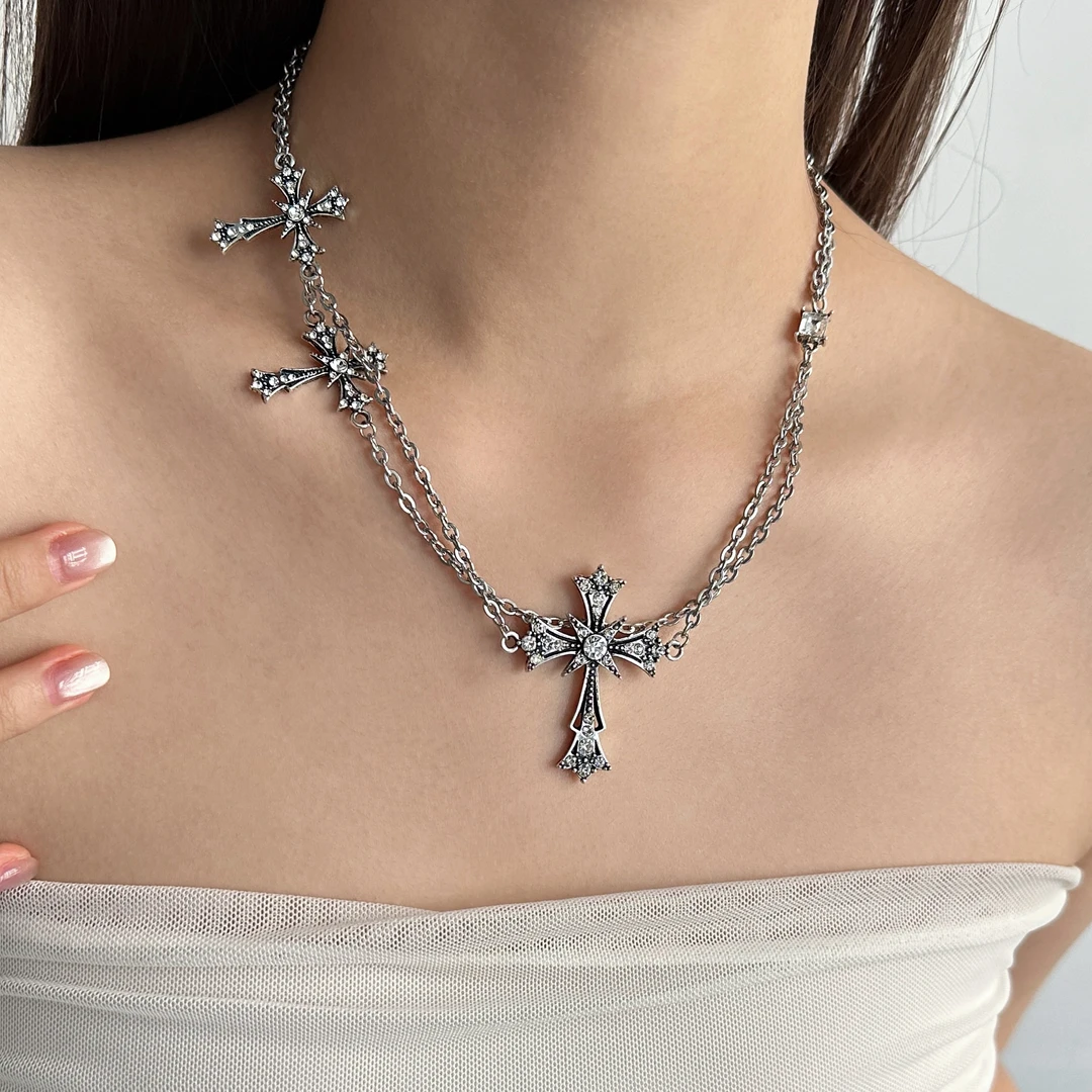 合金项链 X4851-1时尚潮流精致气质轻奢百搭个性高级感十字架项链