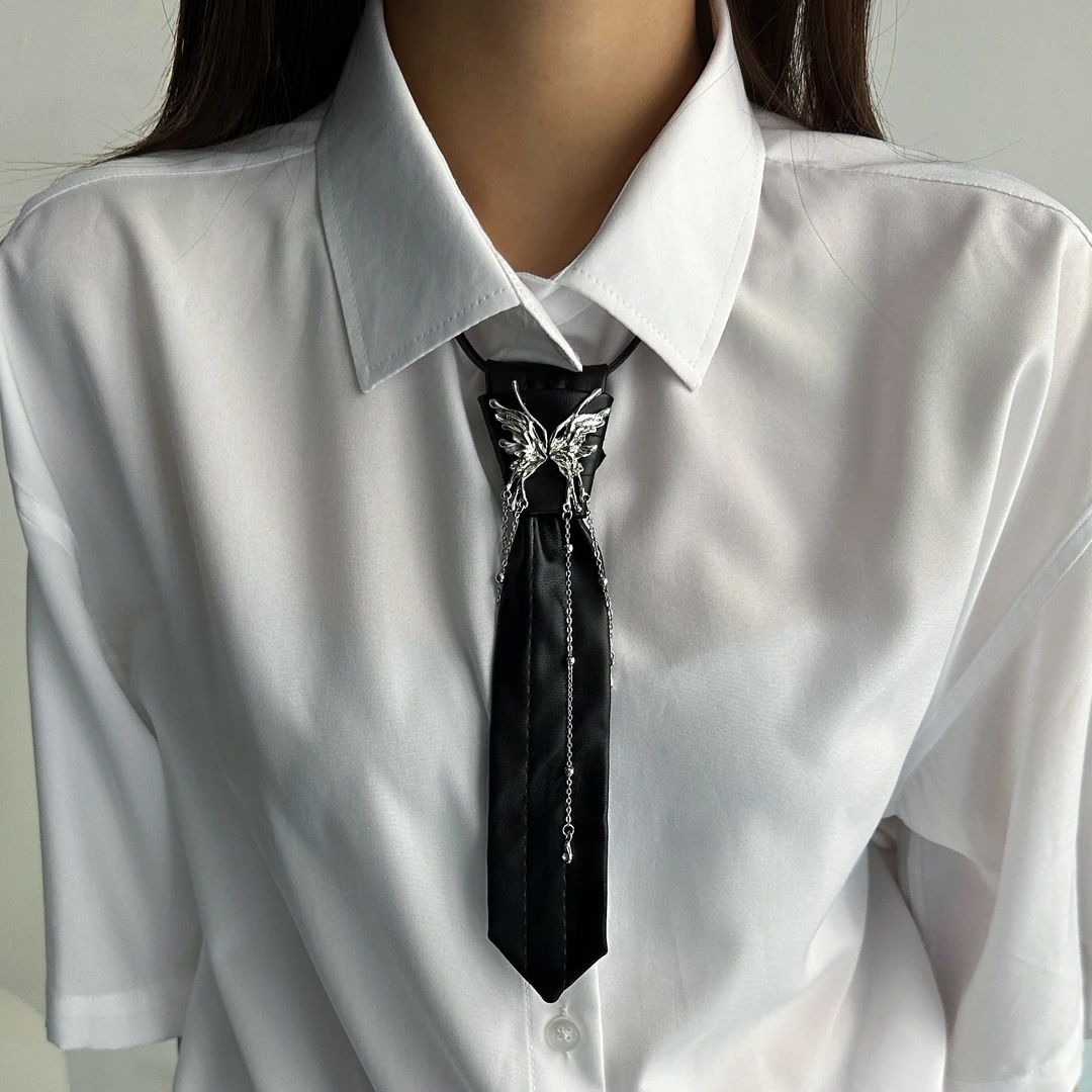 非金属皮质项链 X5062-1潮流轻奢百搭小众高级感酷帅领带蝴蝶项链