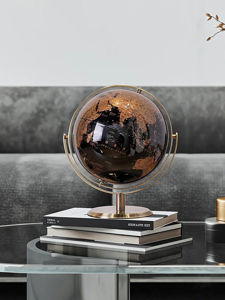 现代轻奢高档地球仪摆件酒柜办公室书房桌面玄关客厅家居软装饰品