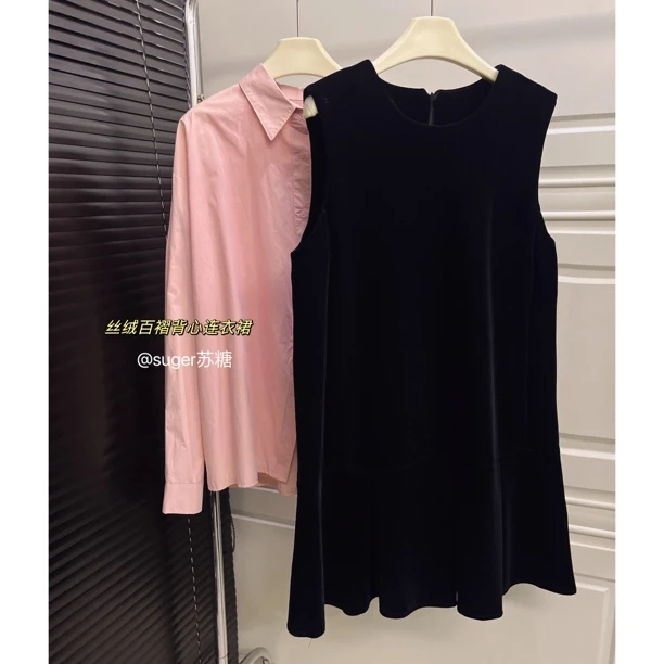 【顶楼千金/法式丝绒百褶连衣裙】秋冬高级感气质小个子百褶背心裙