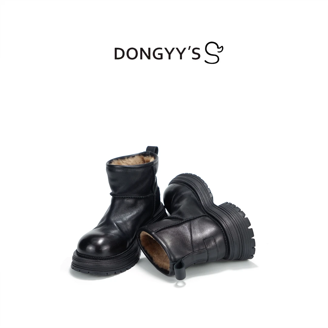 Dongyy's秋冬季马皮全羊皮毛一体保暖厚底时尚百搭真皮秋冬雪地靴