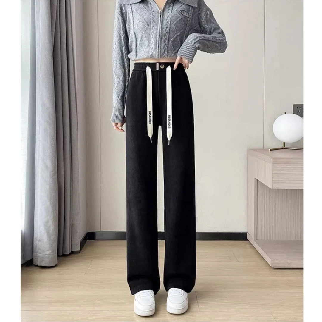 【清仓】2024秋冬垂感阔腿运动裤女秋冬高腰宽松显瘦休闲裤3191#0.1