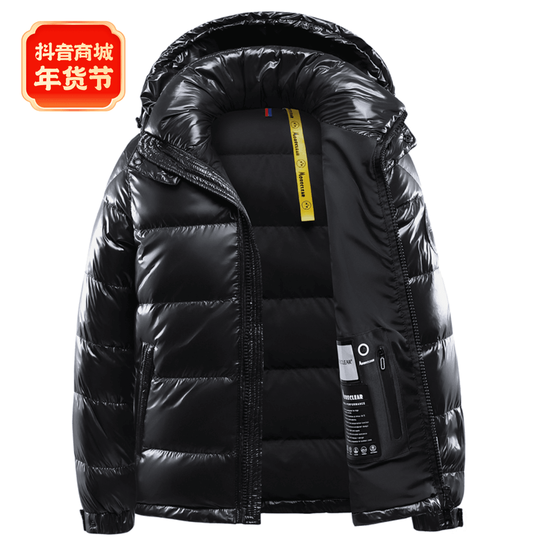 蒙口柔软玛雅羽绒服2024年新款潮牌情侣面包羽绒衣亮面白鸭绒外套