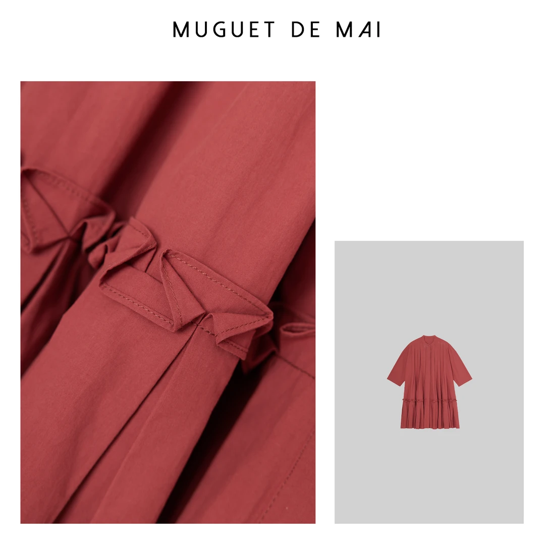 【MGDM】慵懒随性红色连衣裙 红裙子 QB24012