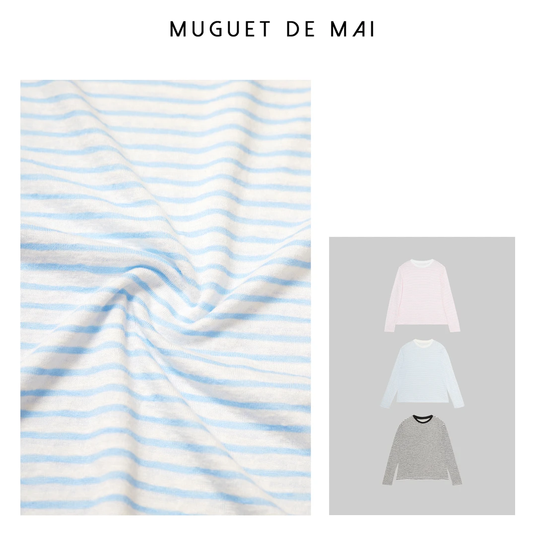 【MGDM】超薄不透条纹防晒针织长袖T恤DDJ24075夏季透气春夏薄款