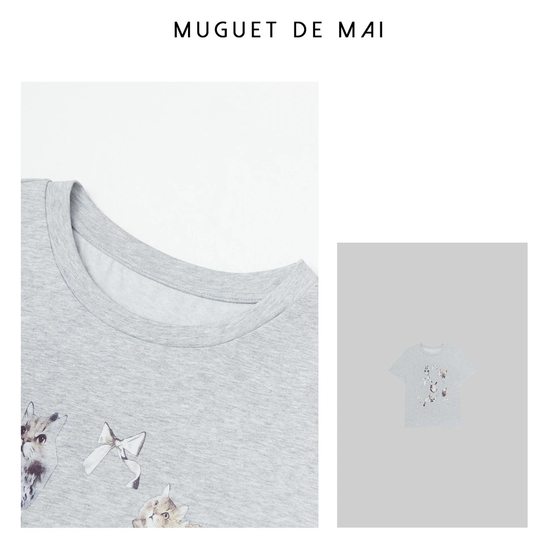 【MGDM】圆领小猫印花短袖猫咪T恤 LFB24134