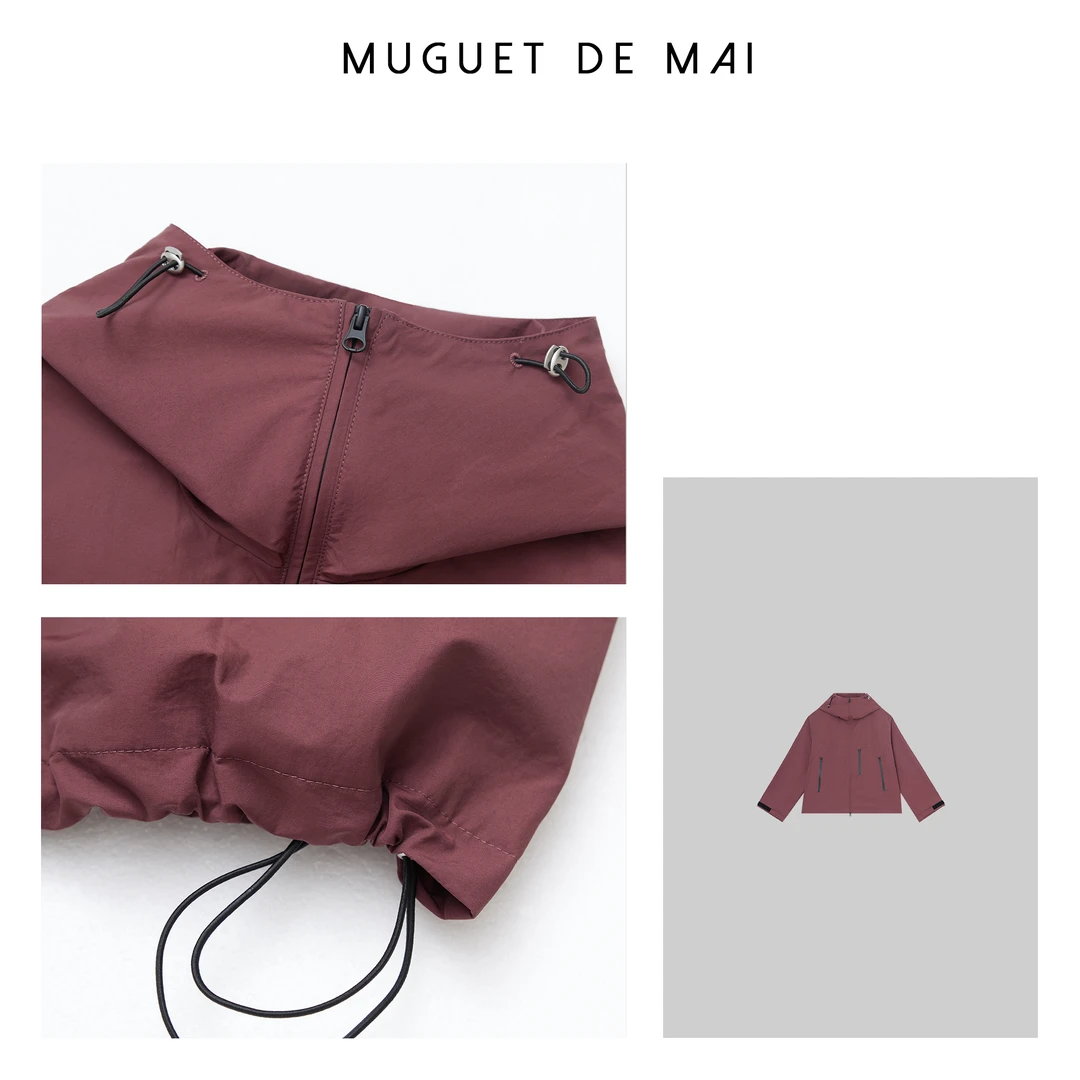 【MGDM】安可拉红时装抽绳连帽冲锋衣  25春新款 DDJ24232