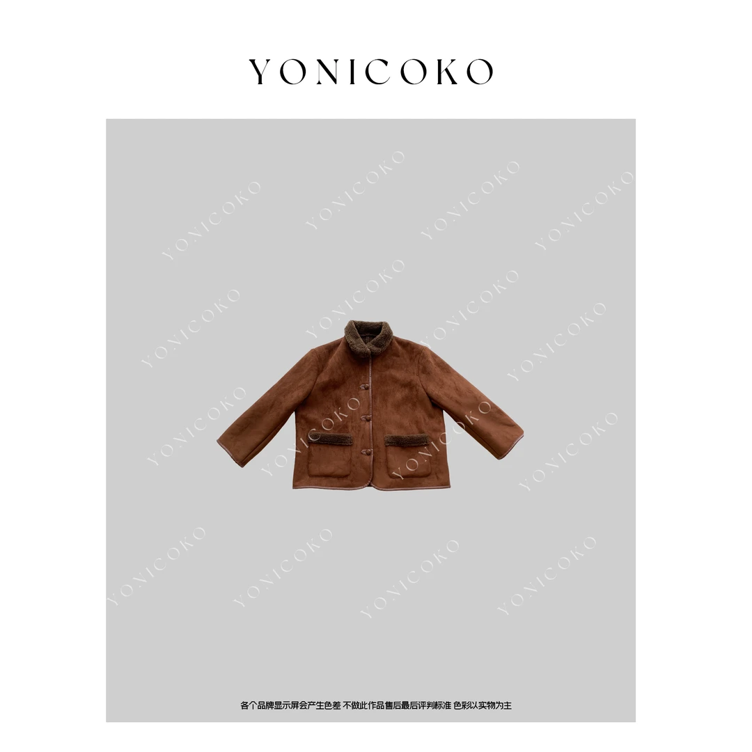 毛毛翻领外套 栗子美拉德色秋冬厚外套QB23066