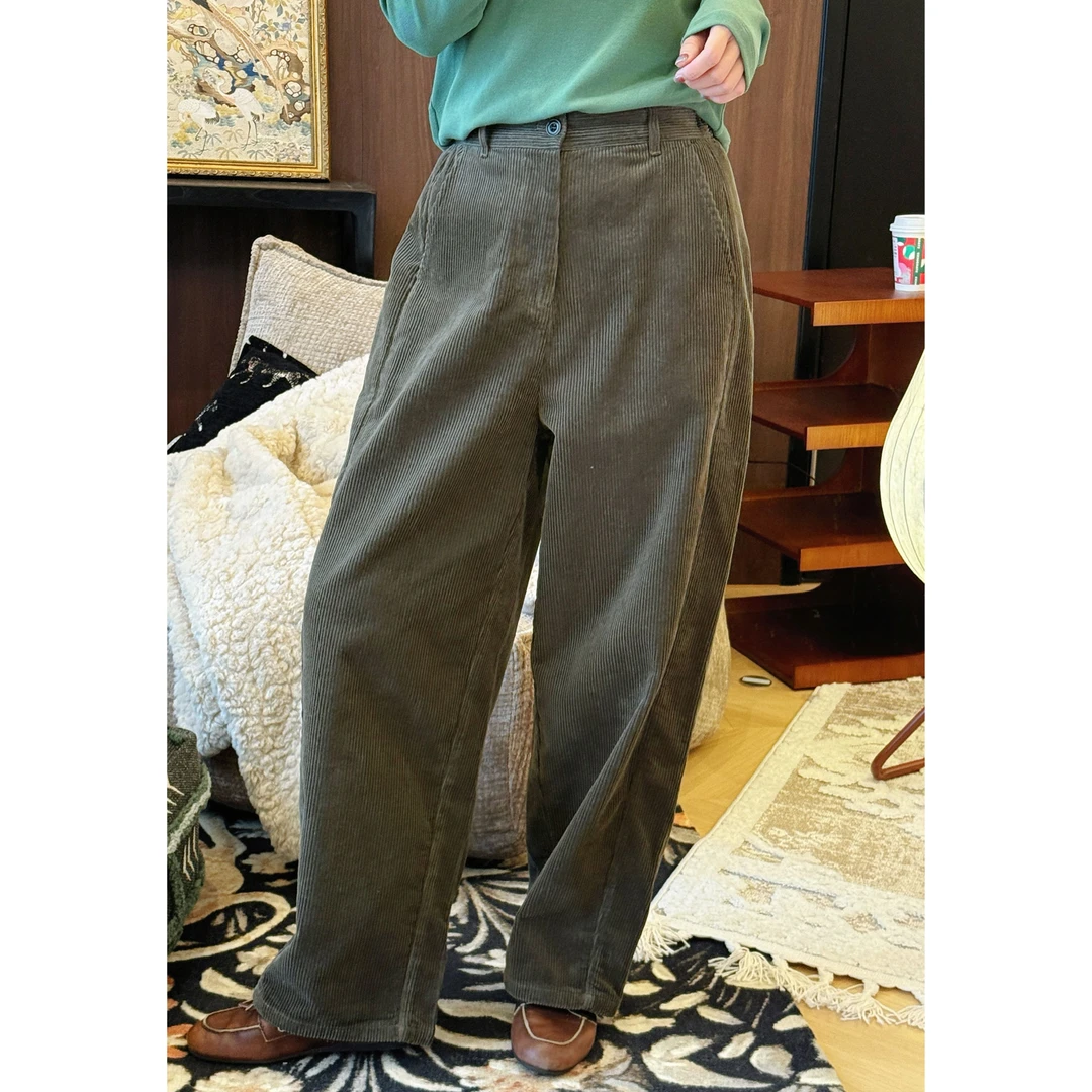 【MGDM】进口全棉灯芯绒休闲直筒裤女2025春DDJ24438