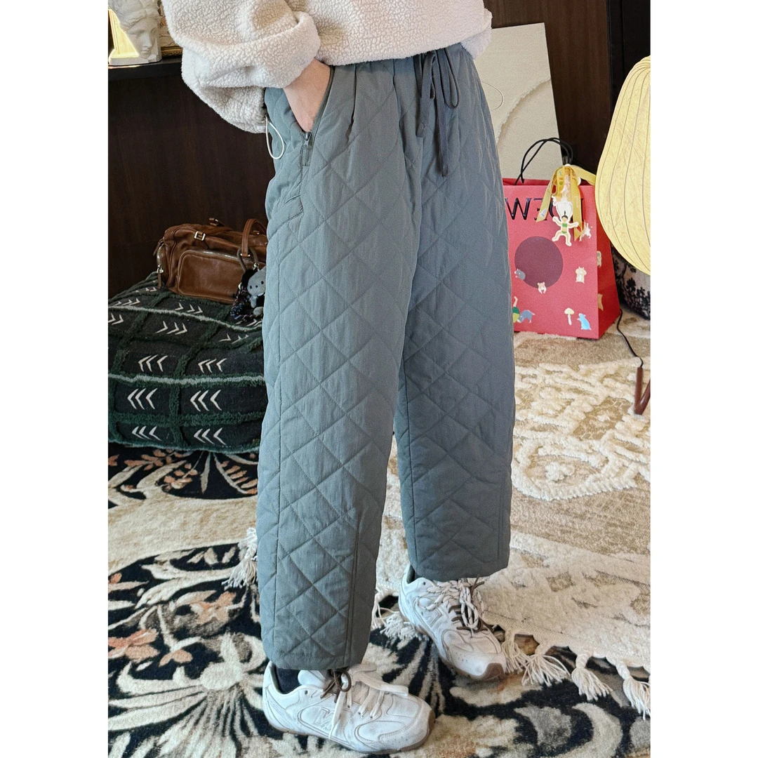 【MGDM】加厚高级灰绗棉保暖夹棉收口萝卜裤棉裤女SBW24382