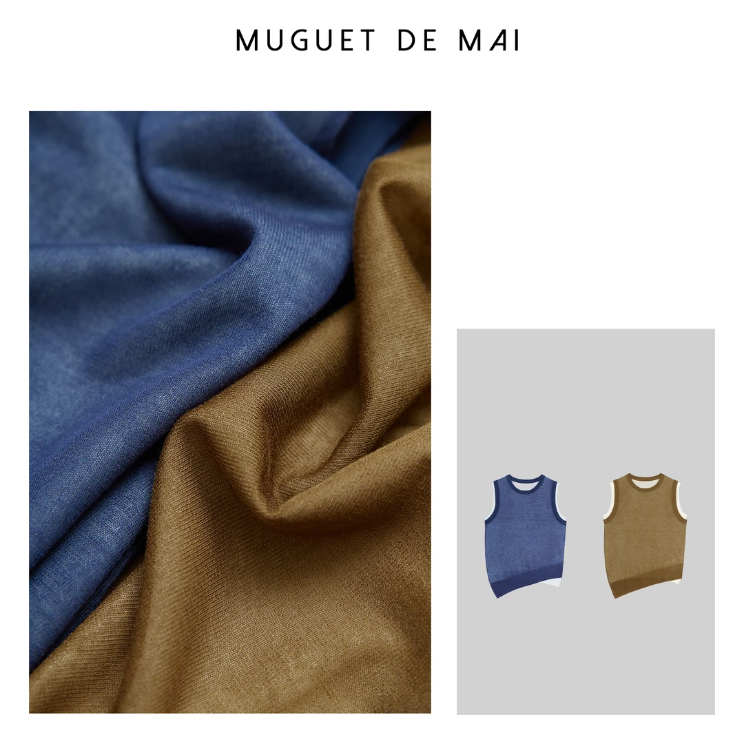 【MGDM】亚麻混纺假两件背心 YYZ24022