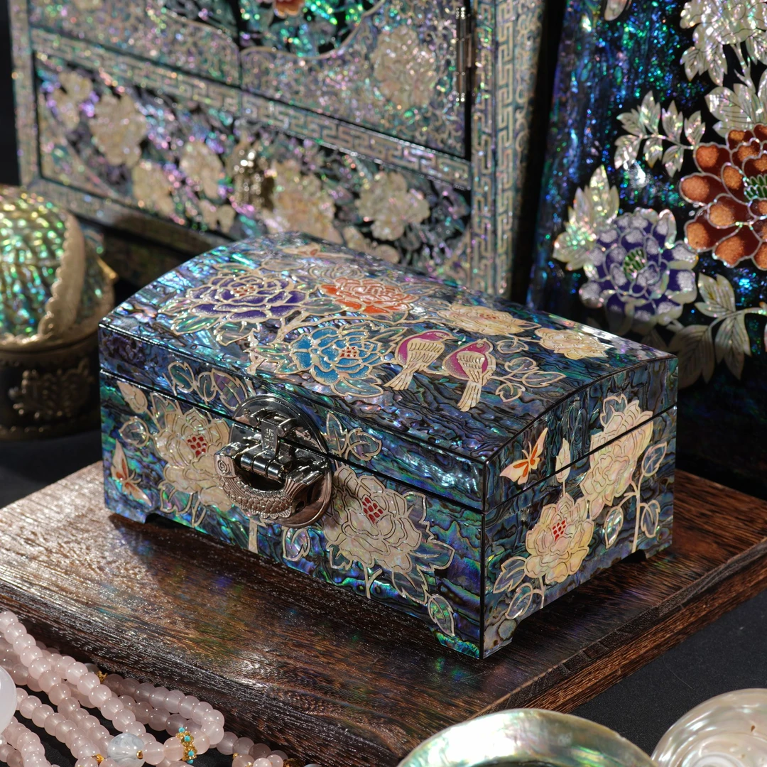 （情人节限定）香凝鹊语螺钿漆器首饰盒高档实木结婚礼物