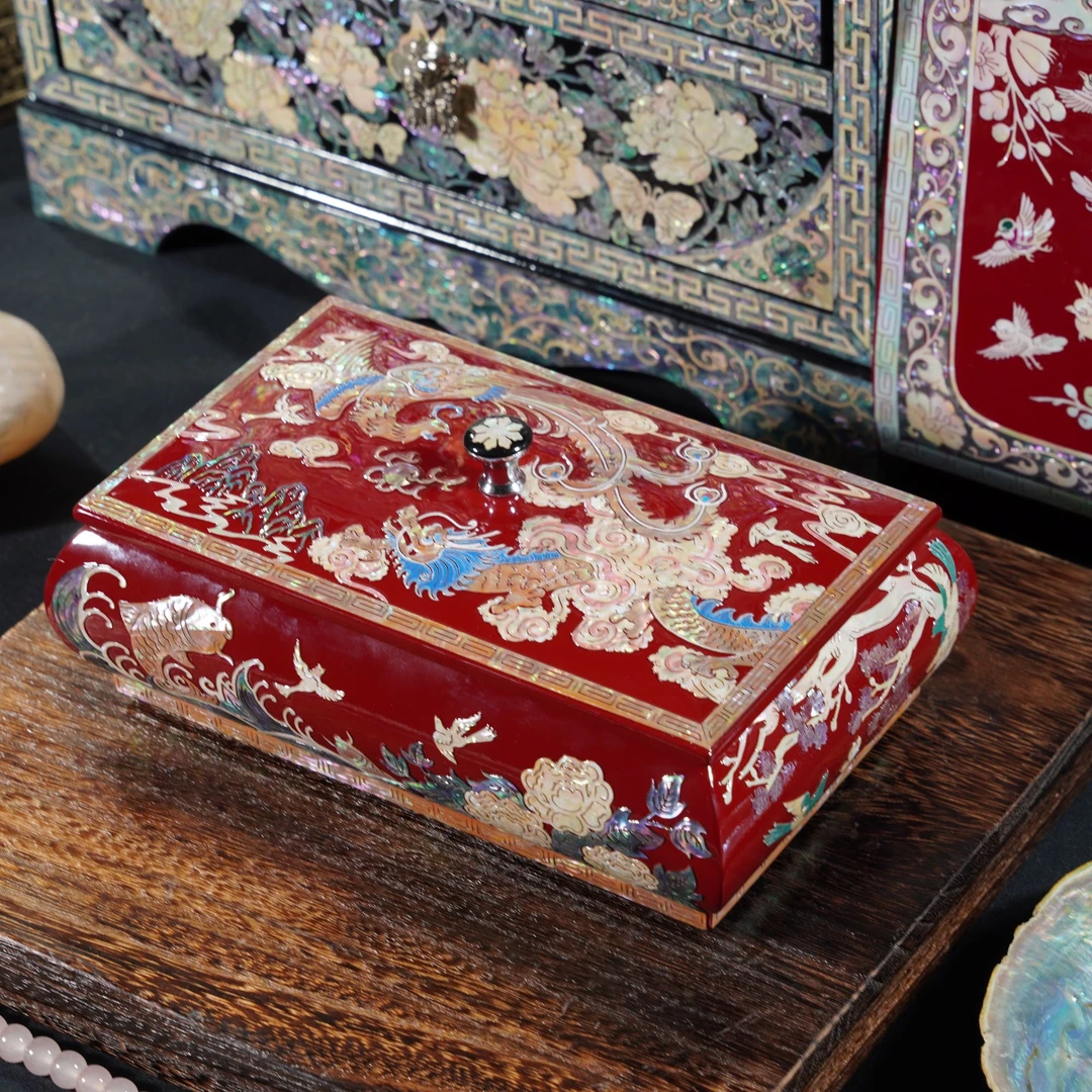 国潮龙凤国风螺钿工艺首饰盒收藏送礼收纳盒
