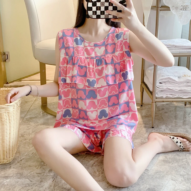 2025年新款棉绸睡衣女夏季人造棉绵绸背心薄款可外穿防凸点家居服