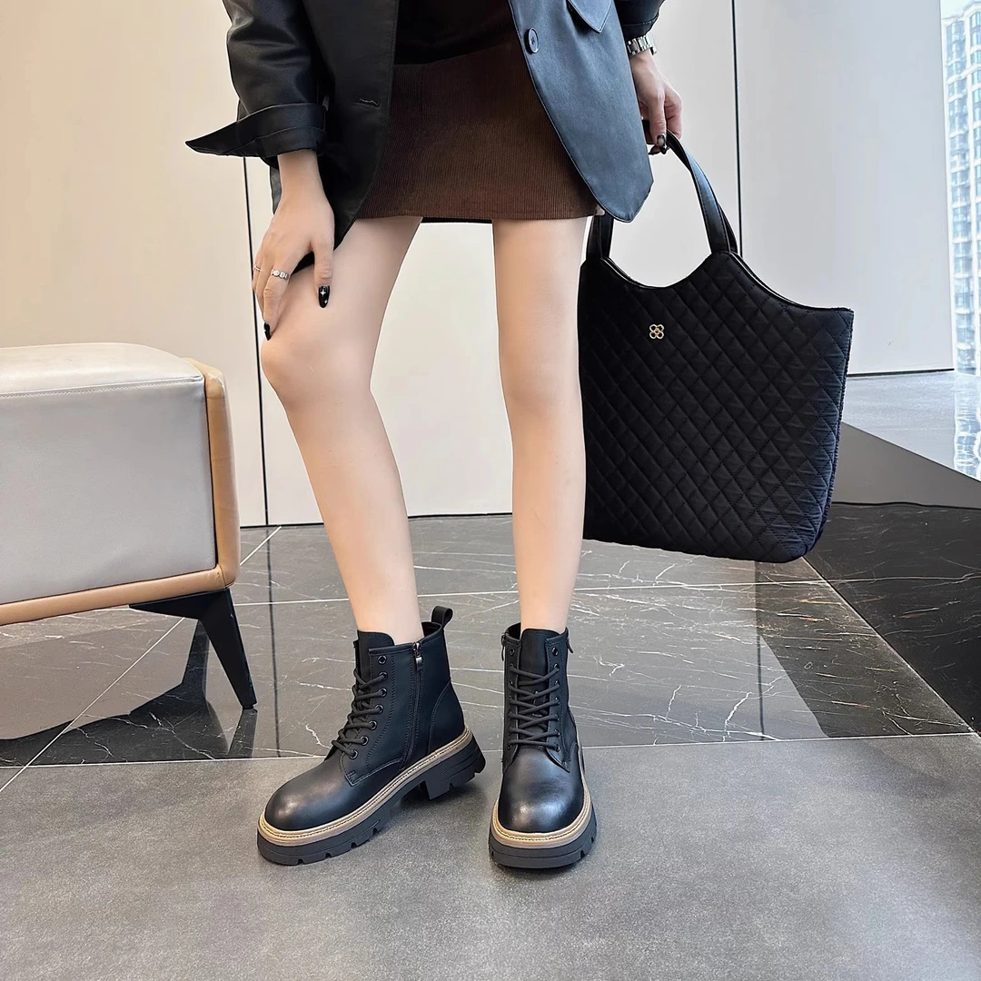 厚底单里马丁靴橡胶底防滑时尚洋气靴子612-5