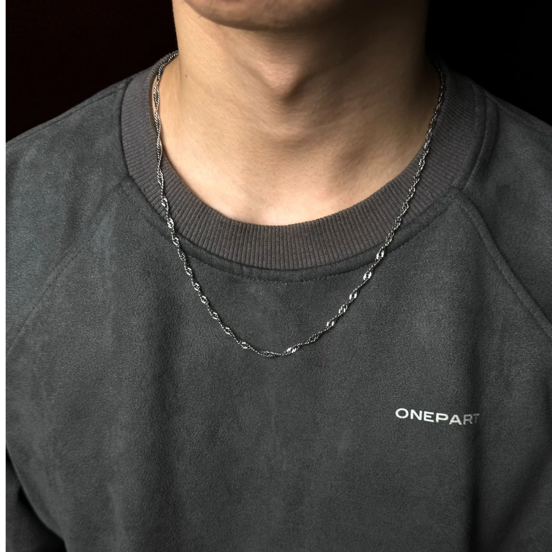 钛钢项链 ONEPART Wave Shape爆闪DNA素链简约项链