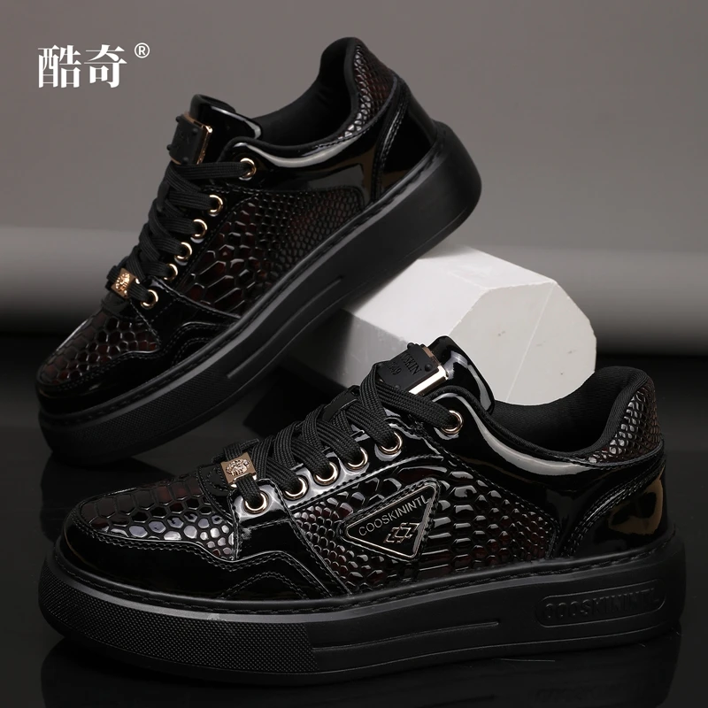 【专柜正品】GUCL酷奇时尚休闲鞋秋季新款百搭鳄鱼纹美拉德轻奢男鞋