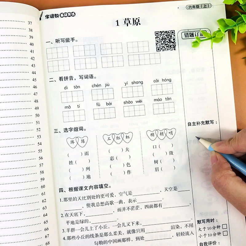 六年级上册语文字词句基础导练小学人教版看拼音写词语专项训练