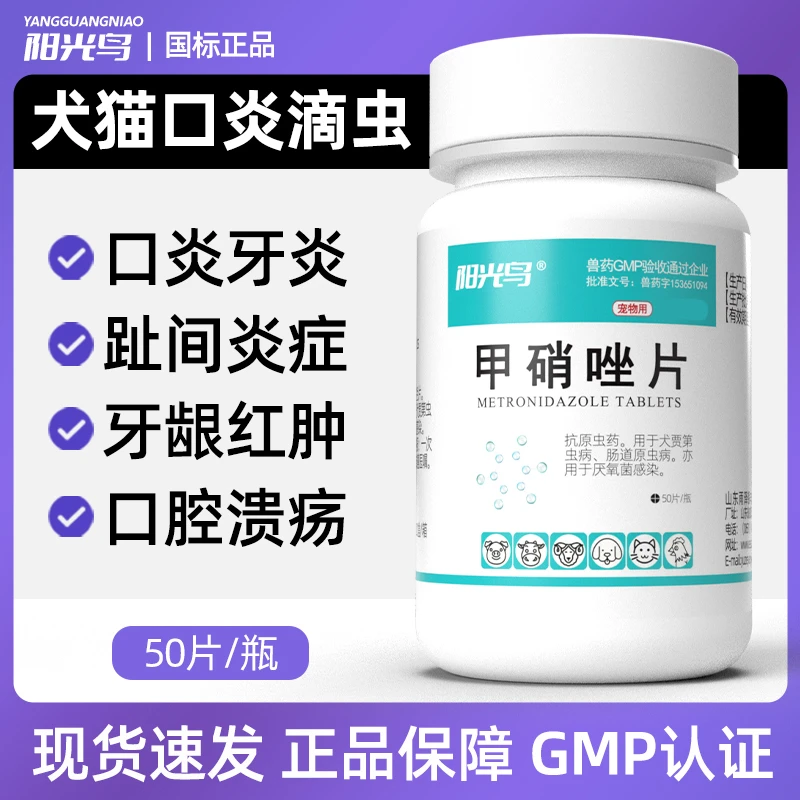 狗狗口腔溃疡猫咪宠物口炎牙痛牙龈炎红肿宠物牙周炎甲硝唑片滴虫