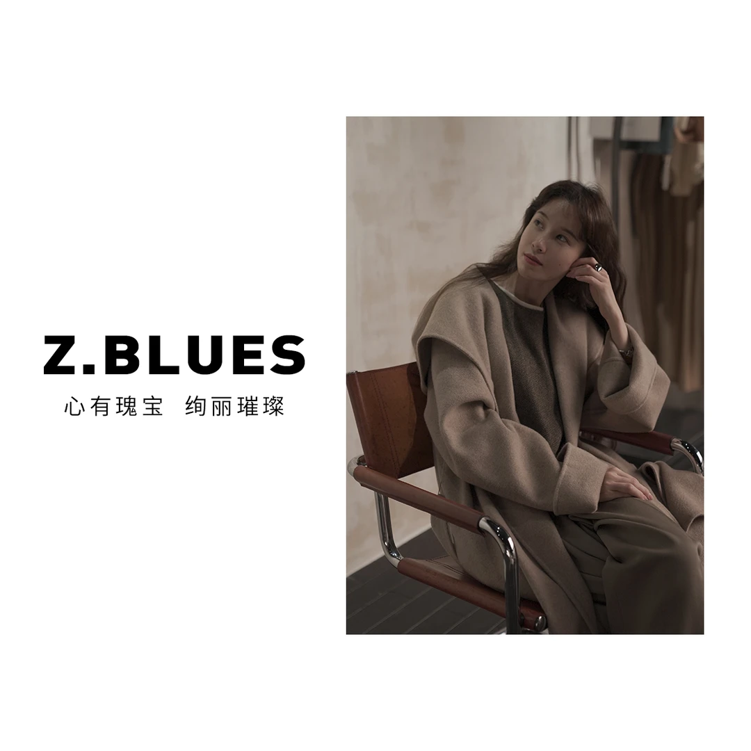 Z.blues【暮雪来信】披肩宽松长袖羊毛大衣长款外套女YZXP3-01