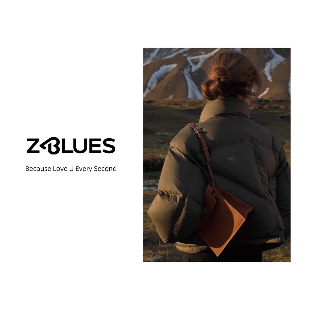 Z.blues【南山遥望】时尚轻薄保暖90鹅绒短款斜格羽绒服女YZDC7301