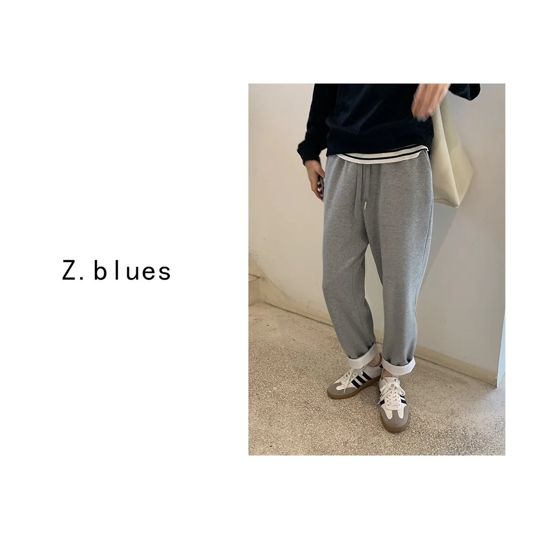 Z.blues【常驻单品】薄款松紧高腰系带裤脚卷边休闲裤YZGGCC2323