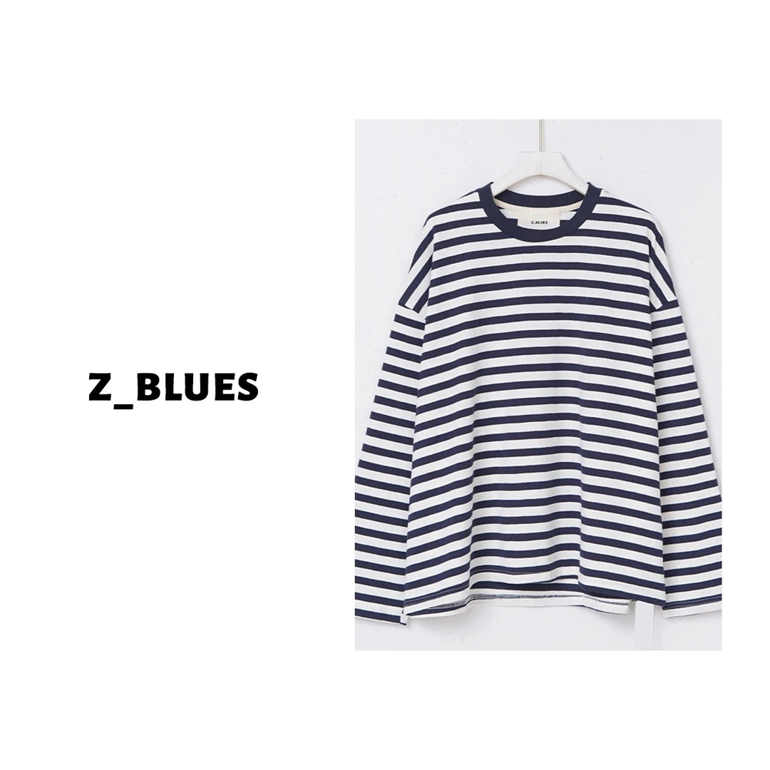 Z.blues【朝思暮想念于你】百搭情侣装经典横条纹长袖T恤女YZYGT601