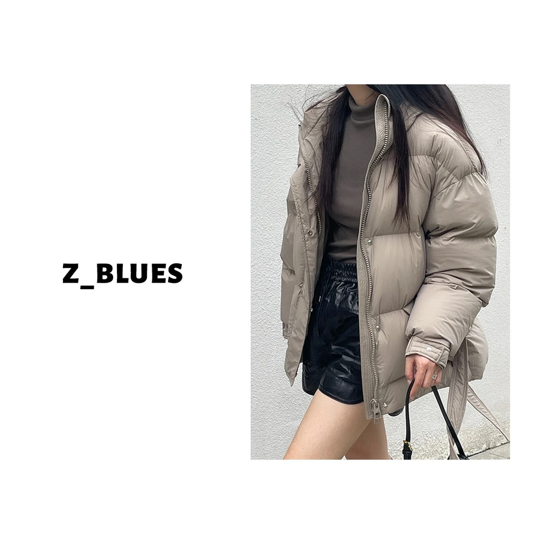 Z.blues【灯火游】高端面包服宽松横向宽纹鹅绒羽绒服女士YZXPX459