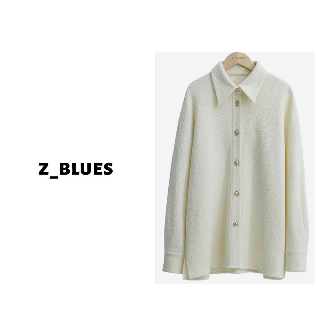 Z.blues【向月亮出发】 秋冬新款翻领厚衬衫白衬衣YZQSH3906