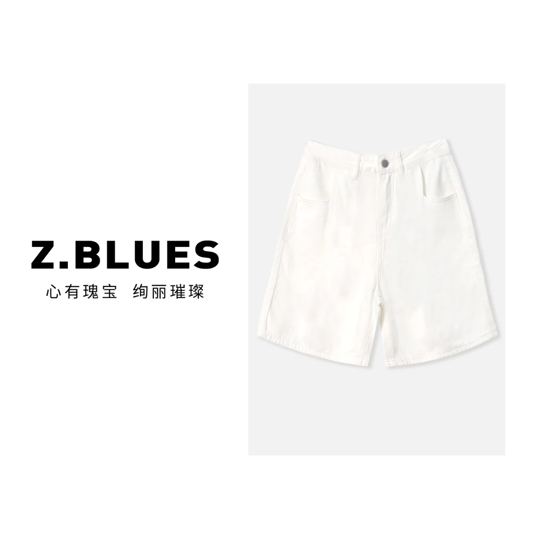 Z.blues【热带雨林】牛仔短裤压褶设计休闲运动五分裤YZGDYP921-1