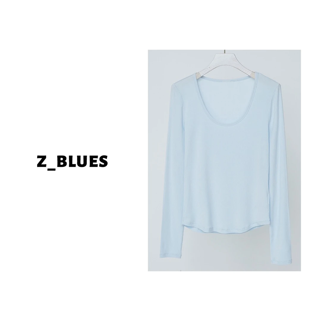 Z.blues【时尚百搭】纯色大圆领薄款打底衫长袖T女装YZSHDZ6-FA22