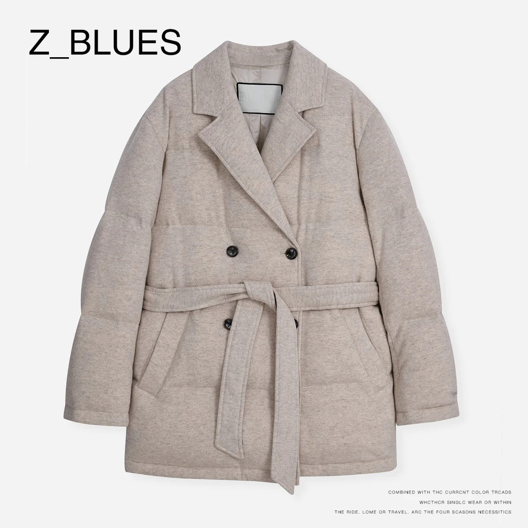 Z.blues【萧萧送雁群】秋冬季翻领收腰鹅绒羽绒服外套女士YZXPX687