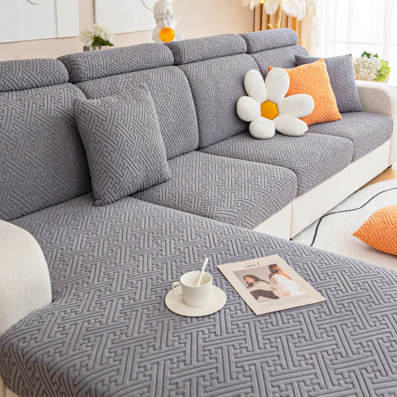 提花绒沙发套罩全包万能套四季通用防滑防猫抓弹力沙发笠新款2024