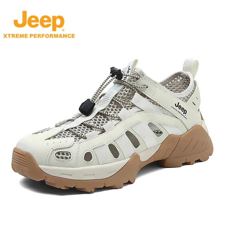 JEEP/吉普夏季户外休闲舒适透气网面防臭登山运动鞋大码软底镂空
