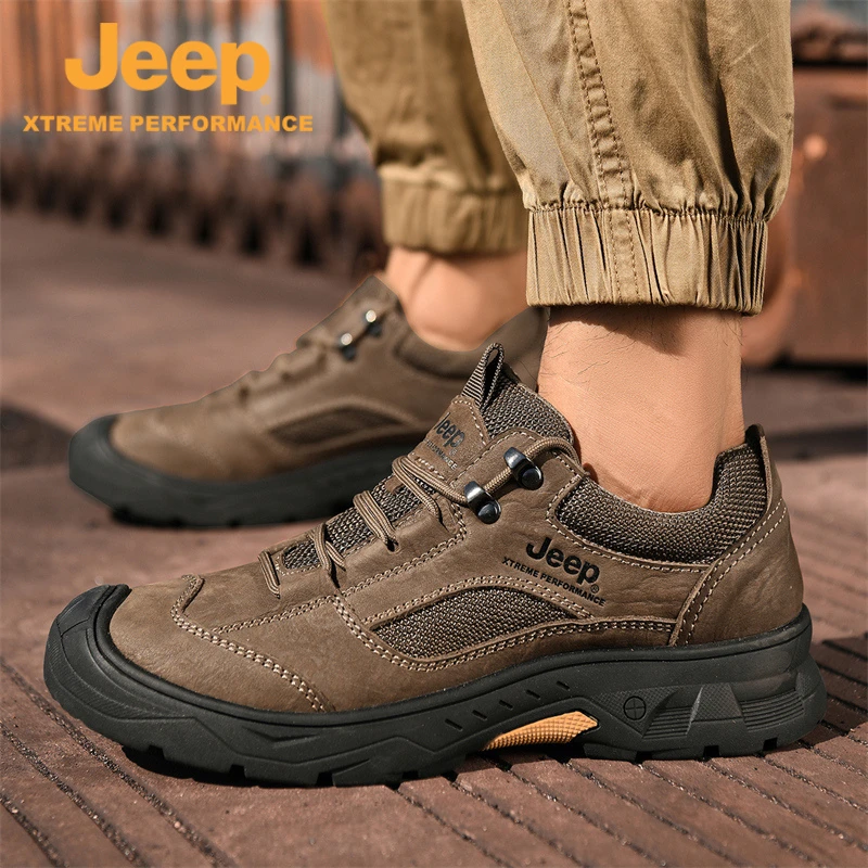 JEEP/吉普秋季士户外鞋户外徒步鞋舒适软底网面低帮耐磨登山鞋