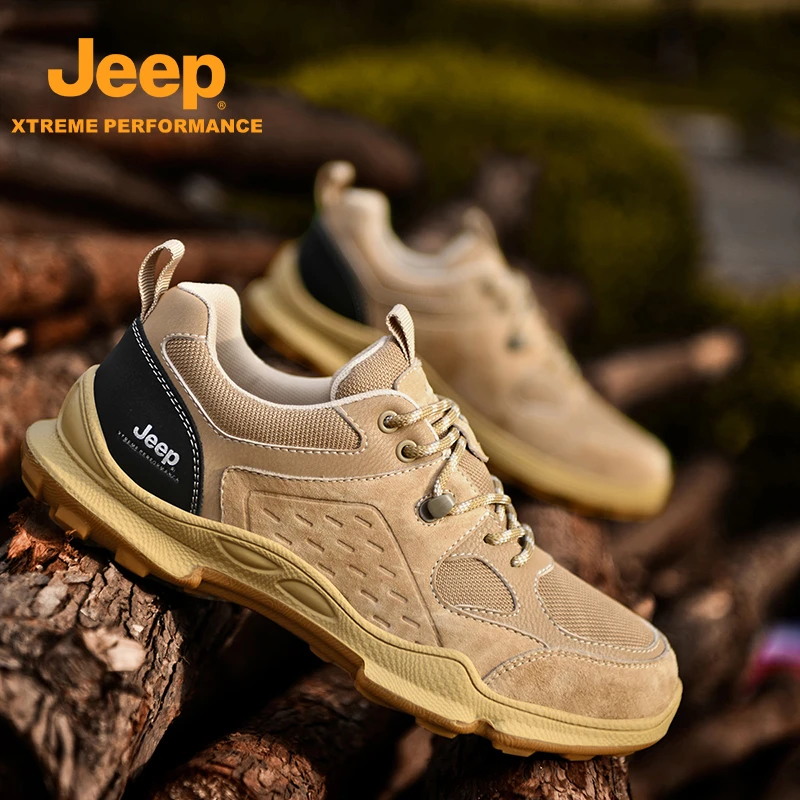 JEEP/吉普户外徒步鞋户外男鞋软底潮流低帮耐磨网面透气登山男鞋