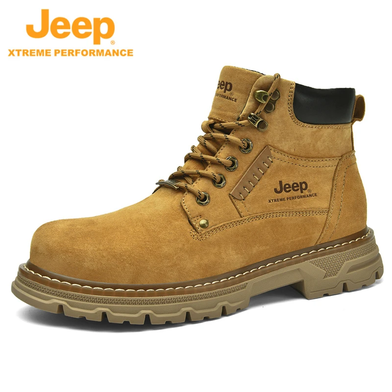 JEEP/吉普户外男鞋时尚休闲百搭真皮潮流英伦风秋冬复古登山中帮