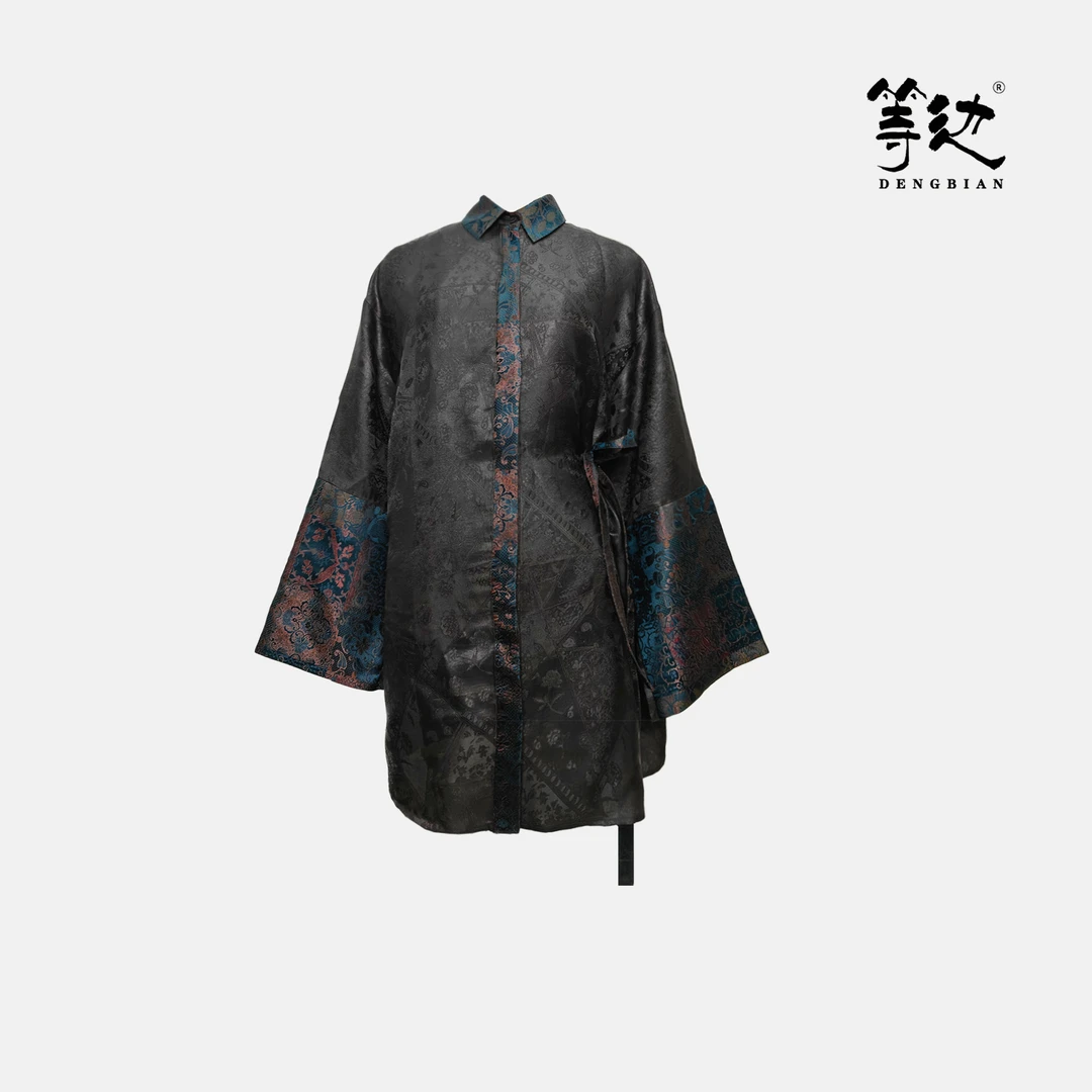 【等边•忆江南系列】宋锦拼接衬衣长外套DB-S240117