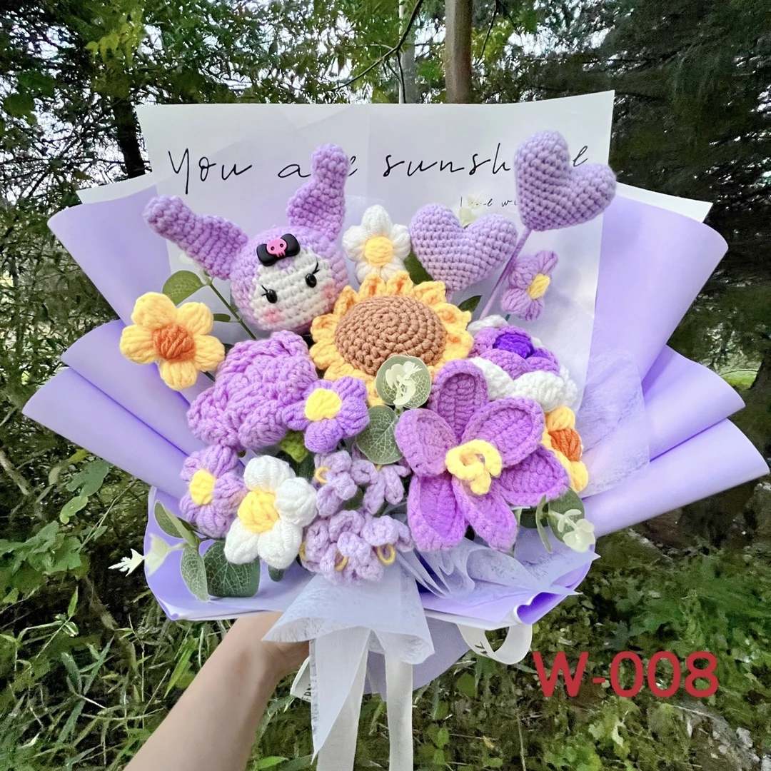 纯手工毛线花束生日礼物卡通玉桂狗hellokitty小猪库洛米送闺蜜